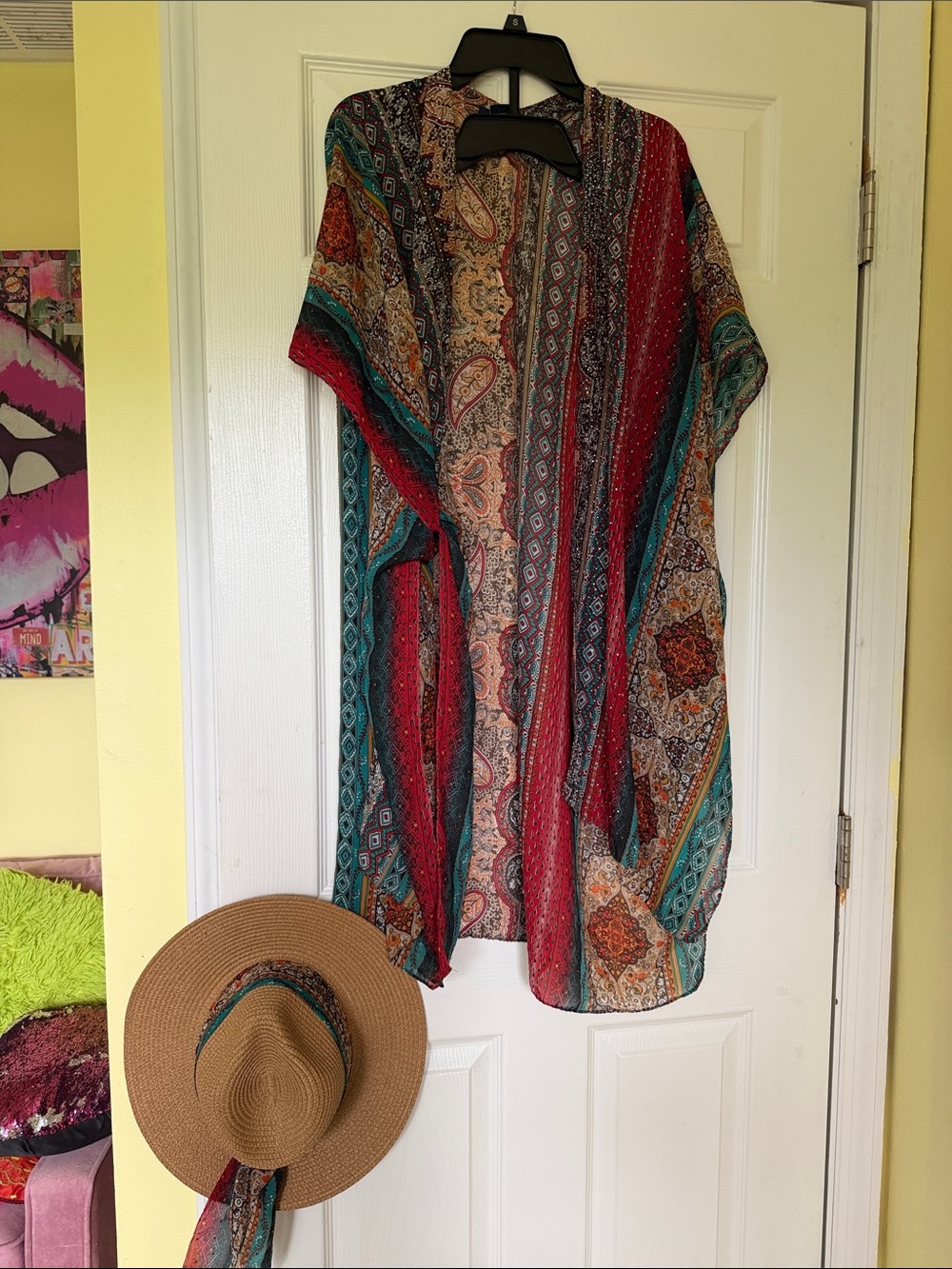 Bohemian Multicolor Patterned Kimono Cardigan